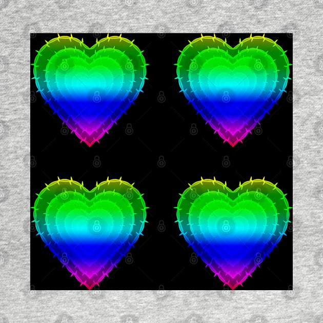 Rainbow Barbwire Hearts With Black Background by NeavesPhoto